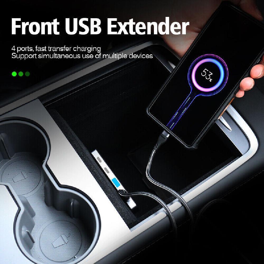 Model 3/Y Rear Seat USB Hub, Center Console Armrest Box HUB, PD Fast Charge For Daul Type-C Port for Tesla(2021-2023) - Evooor