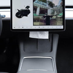 Luxury Nubuck Leather Tissue Box Holder for Tesla Model 3/Y Interior Upgrade (2017-2025) - Evooor