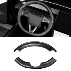 Glossy Carbon Fiber Steering Wheel Cover Upgrade for Tesla Model 3 Highland - Fits 2024+ - Evooor