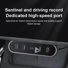 Model 3/Y USB Hub Folding Docking Station Center Console Under Screen for Tesla(2017-2023.9) - Evooor