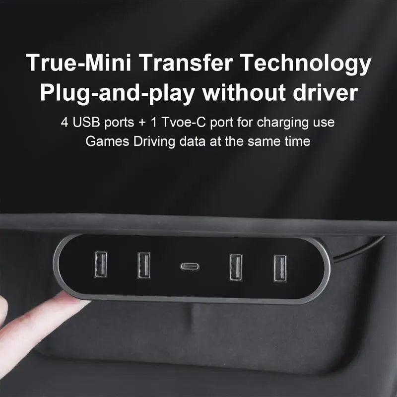Model 3/Y USB Hub Folding Docking Station Center Console Under Screen for Tesla(2017-2023.9) - Evooor