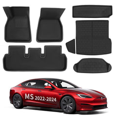 Tesla All Weather XPE Interior Floor Mats Cargo Liners Set for 2022-2024 Model S - Evooor