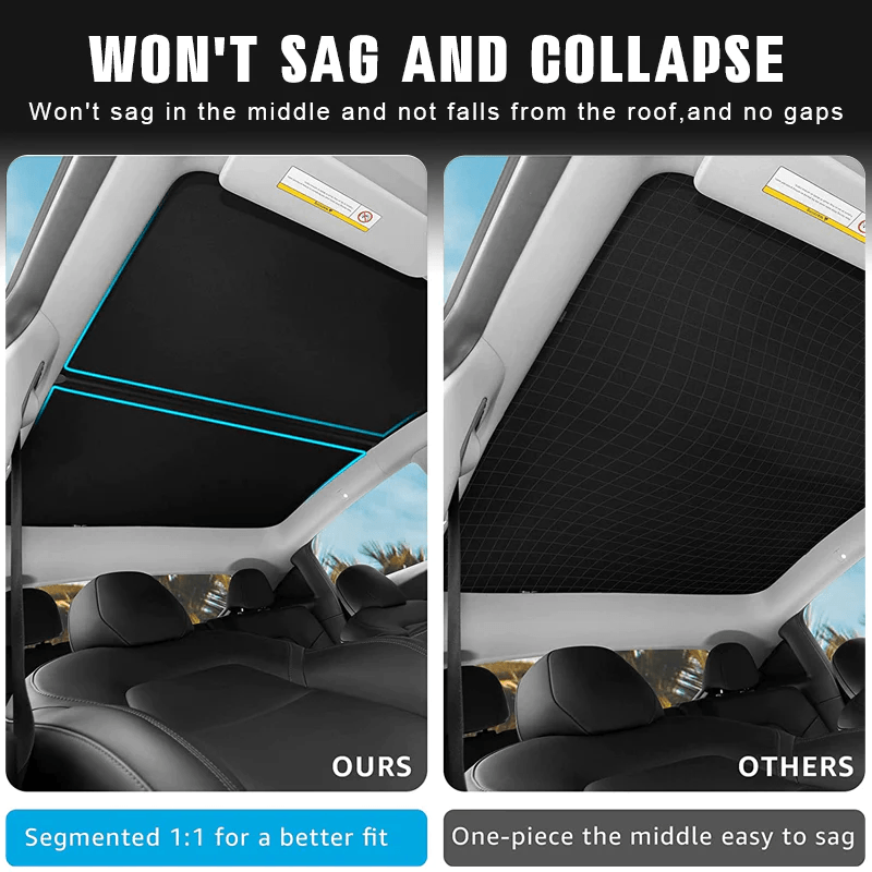 Tesla Model S Upgrade Built-in Reflective Sunroof Sunshade - Lightweight Reflective Silver Coated Sun Visor - Evooor