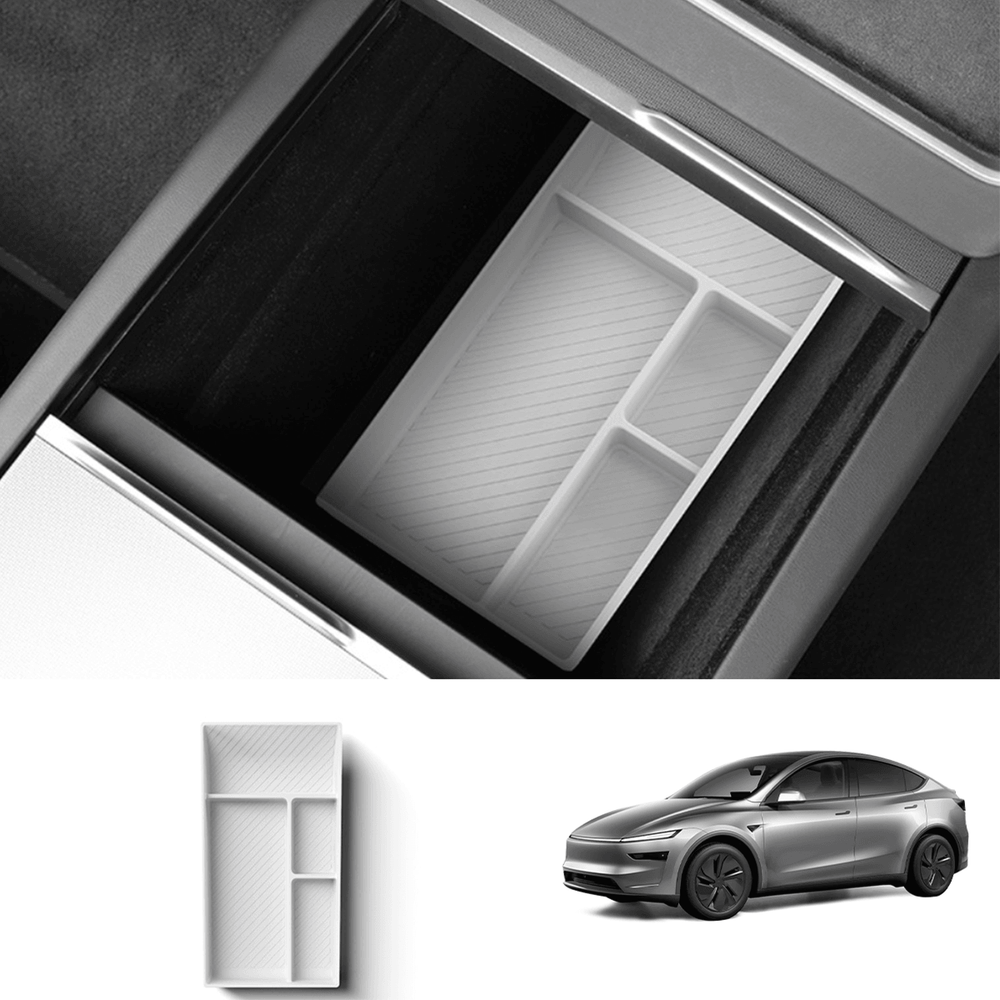 Silicone Center Console & Armrest Lower Storage Tray for Tesla Model Y Juniper 2025+ - Evooor