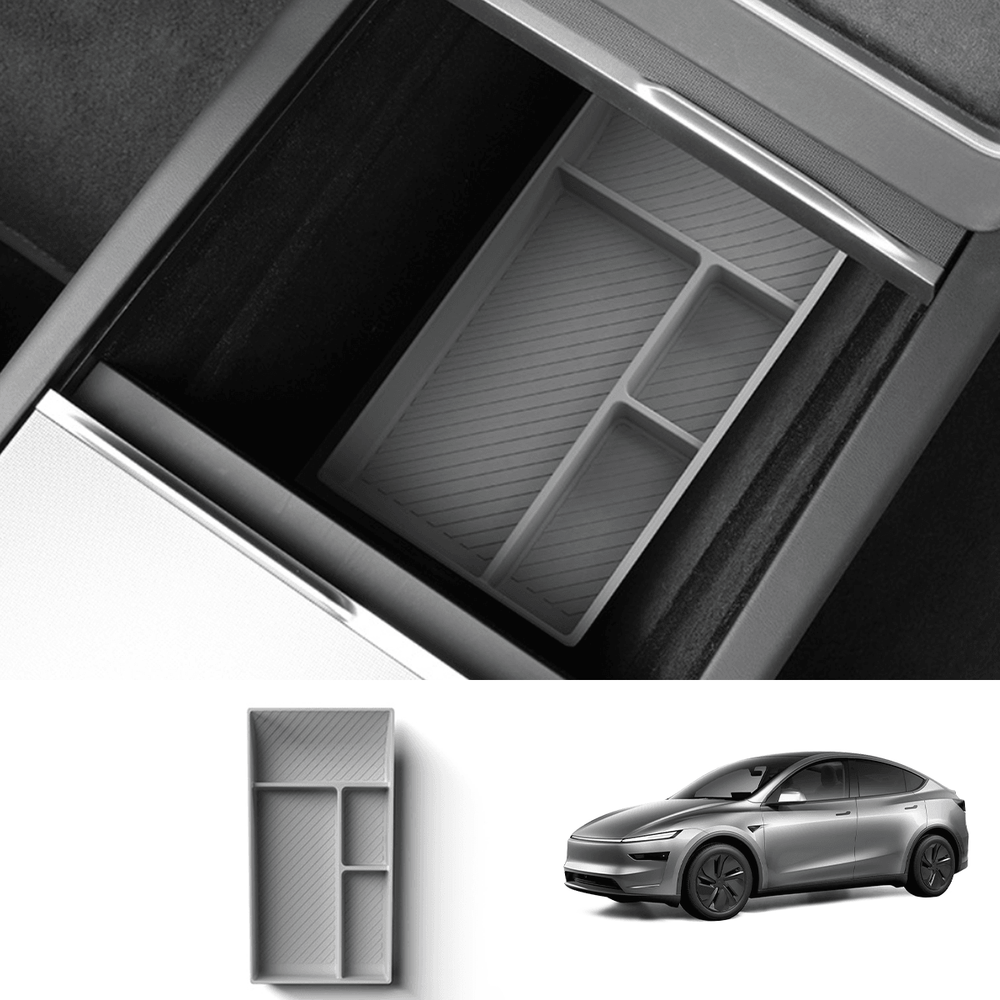 Silicone Center Console & Armrest Lower Storage Tray for Tesla Model Y Juniper 2025+ - Evooor