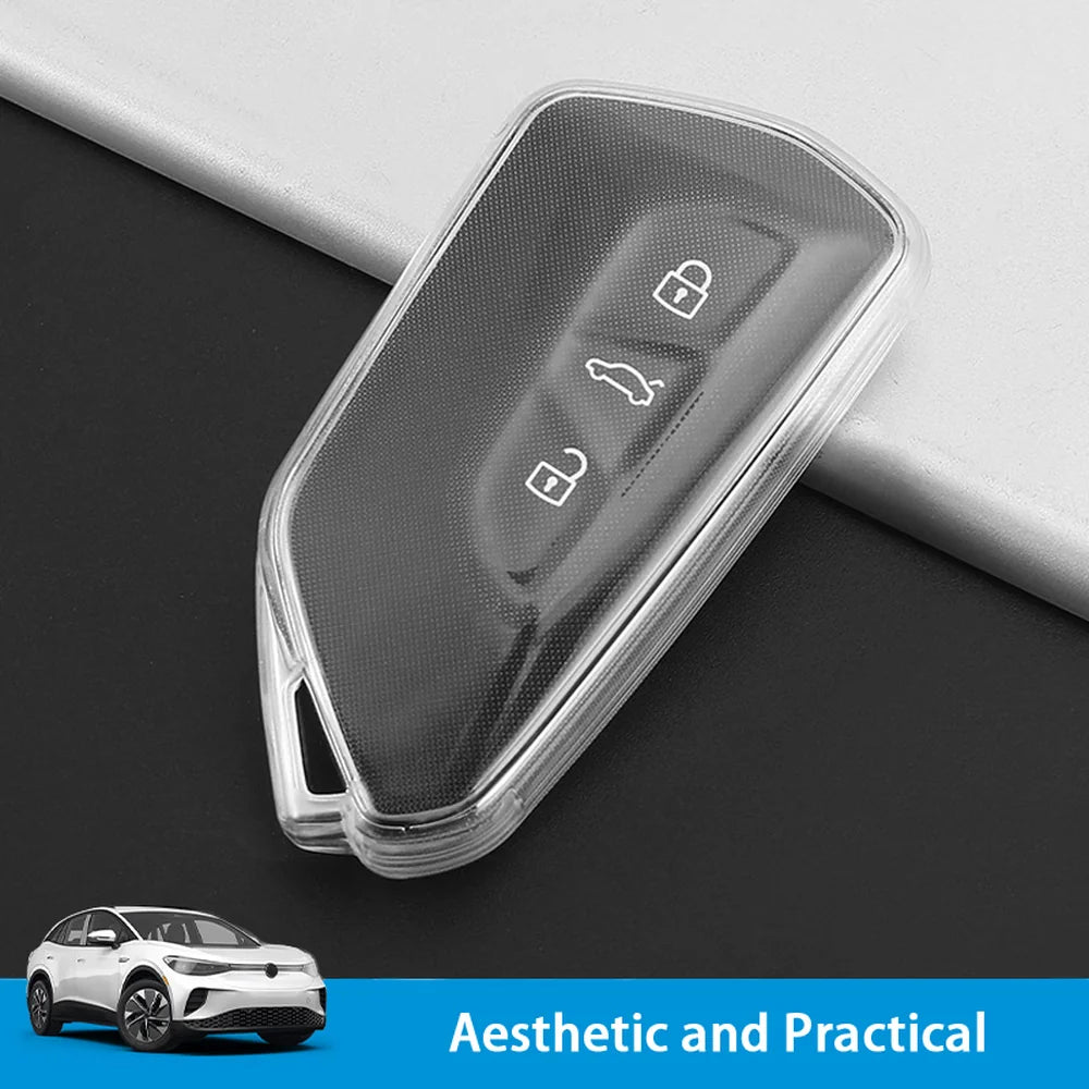 TPU Car Key Transparent Cover For VW ID.4 2023-2025 - Evooor
