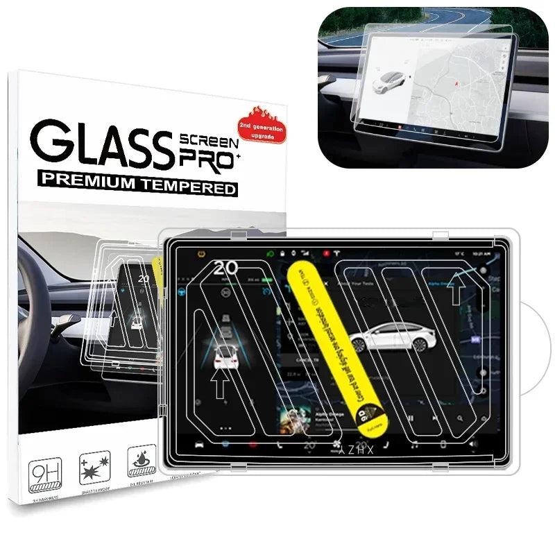 2024 Model 3 Highland Dashboard Screen & Second Row Seat Screen Protector Tempered Film Fully Covers for Tesla, Frosted Version