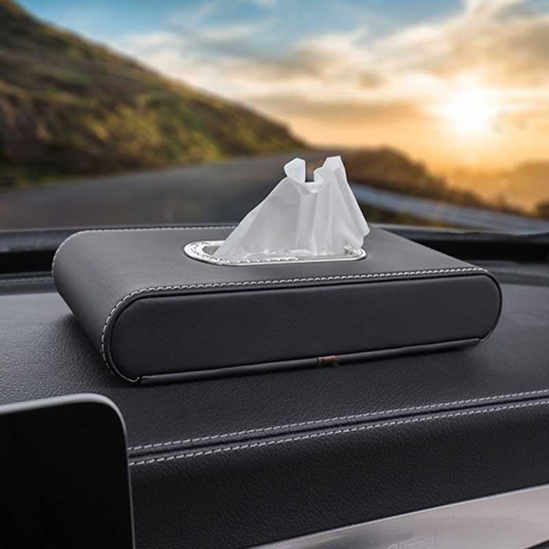 Model S/3/X/Y Leather Napkin Holder Leather Tissue Box for Tesla - Evooor