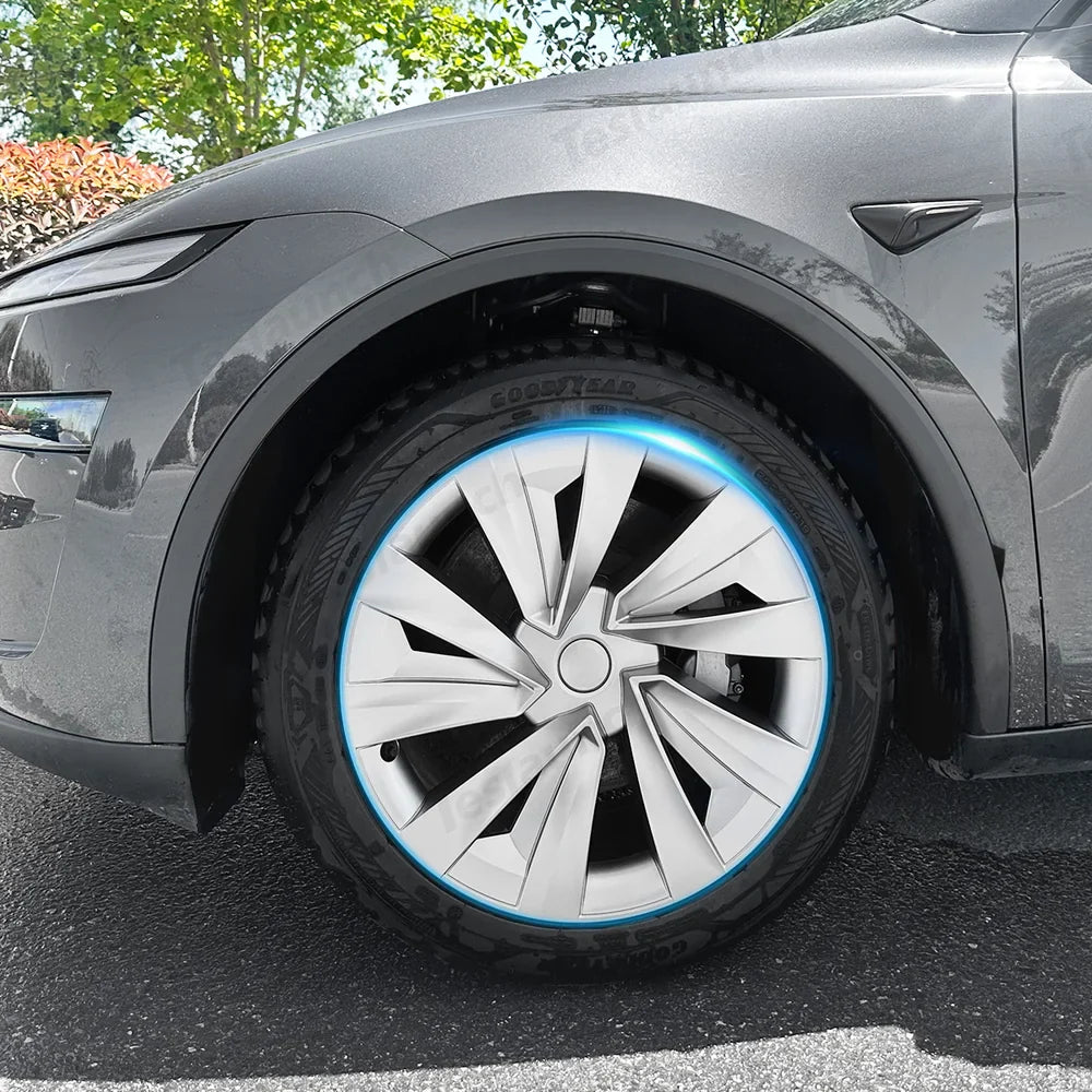 Set of 4 High-Quality 19'' Crossflow Wheel Covers Compatible with Tesla Model Y 2025+ - Sleek Helix 2.0 Design - Evooor