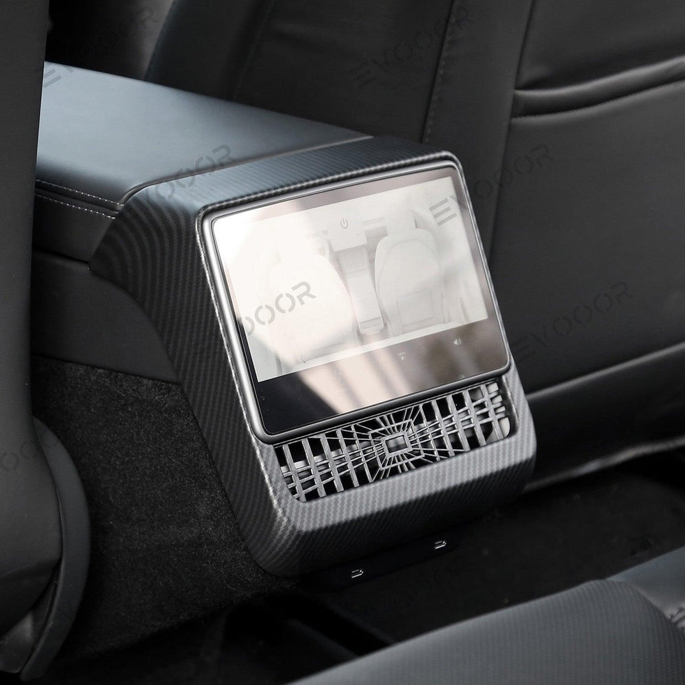 2024 Model 3 Highland Plaid Rear Air Vent Screen Protector Frame (Carbon Fiber Pattern ABS) For Tesla - Evooor