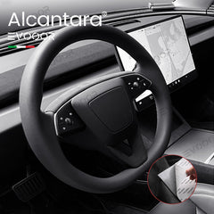 Tesla Alcantara Steering Wheel U-shaped Cover Sticker For 2024 Model 3 Highland