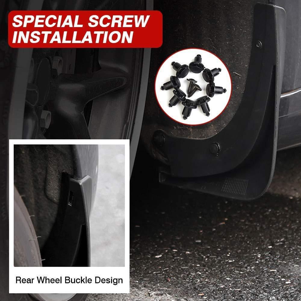 Premium Molded Mud Flaps Set for Tesla Model 3 - Complete Front and Rear Mudguard Protection Kit - 4 Pieces - Auto Accessories for Full Coverage (2017-2023) - Evooor