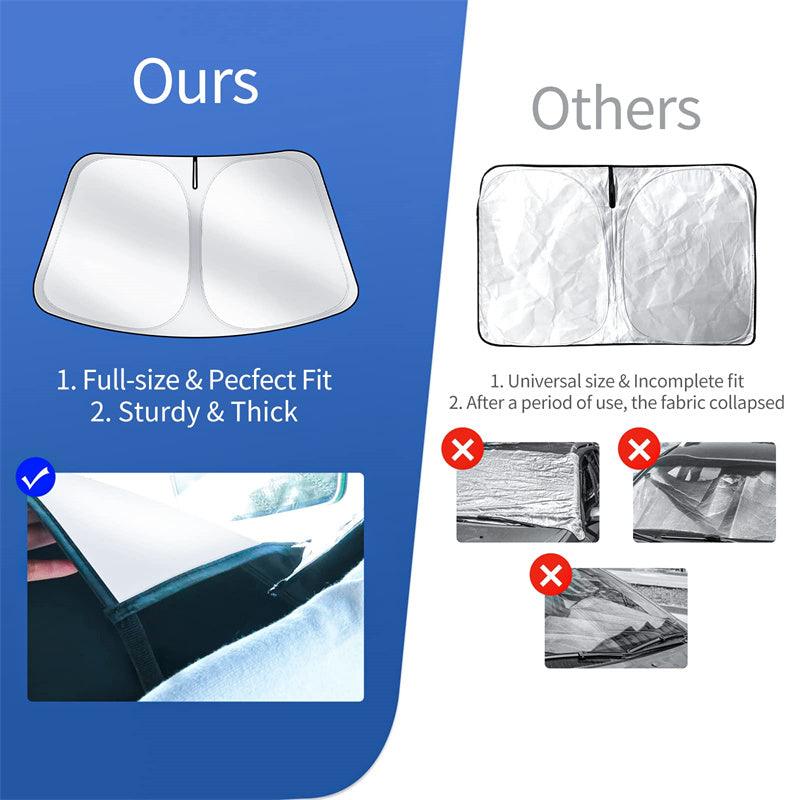Model 3/Y/S/X Windshield Sunshade Folding Front Window Sun Shade Cover Heat Protection Visor For Tesla - Evooor