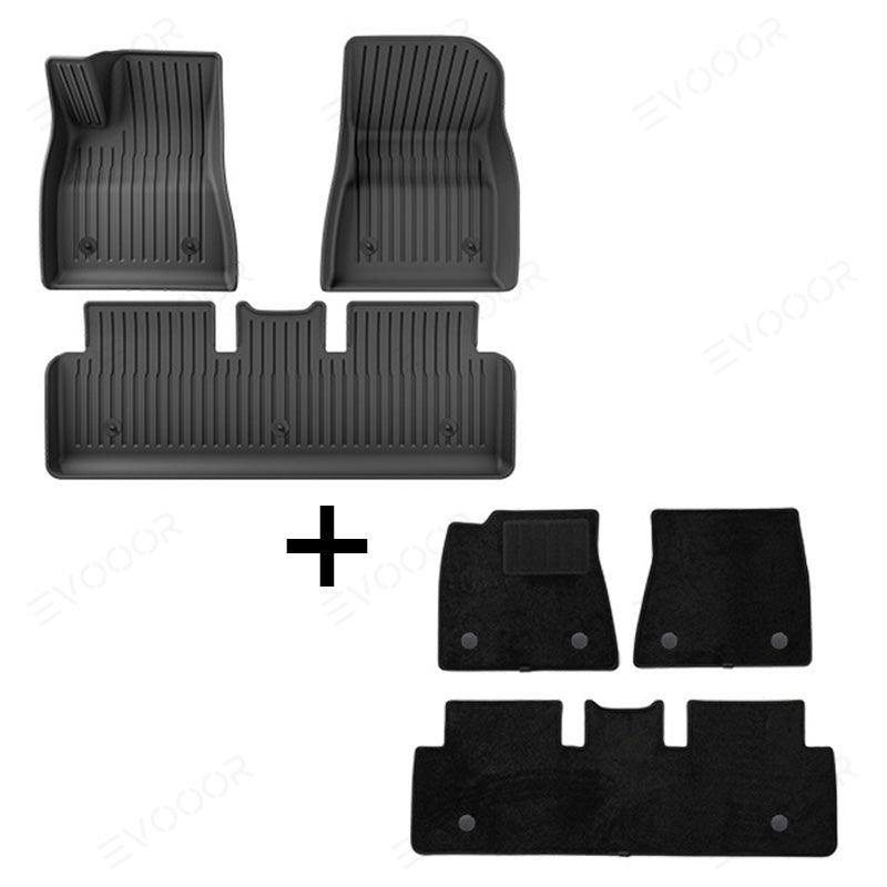 Model 3 Floor Mats All Weather Double Layer Flocking TPE For Tesla(2017-2023) - Evooor