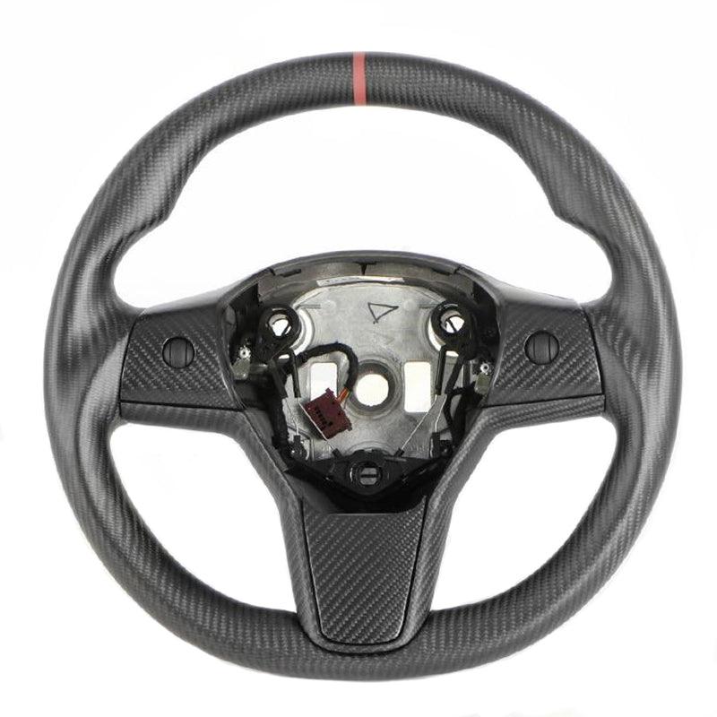 Luxury Full Carbon Fiber Steering Wheel Upgrade for Tesla Model 3 and Model Y - Evooor