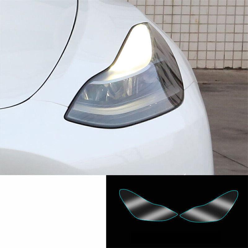 Model 3/Y Headlamps Protector Film-TPU Smoked Black Headlights Accessories 1 Pair For Tesla (2017-2023) - Evooor