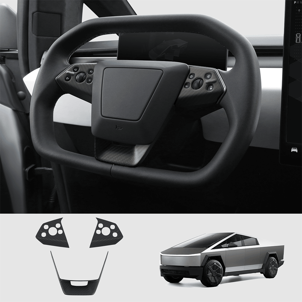 [Real Carbon Fiber] Steering Wheel Panel Covers for Tesla Cybertruck (Set of 3) - Evooor