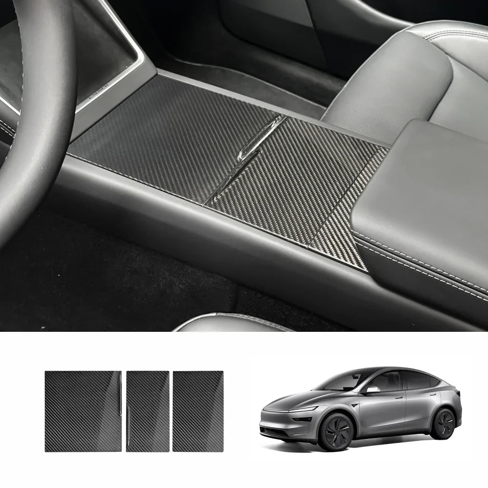 High-Quality Carbon Fiber Center Console Panel Upgrade for Tesla Model Y - Enhance Your Juniper 2025+ EV Experience - Evooor