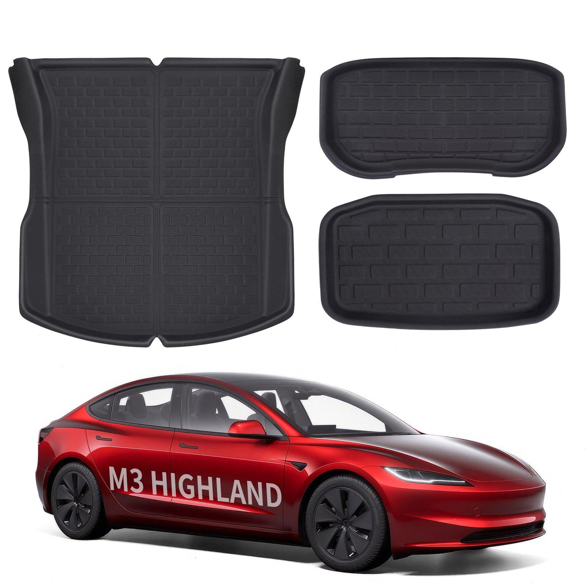 2024+ Model 3 Highland All Weather XPE Interior Floor Mats Cargo Liners Set for Tesla - Evooor