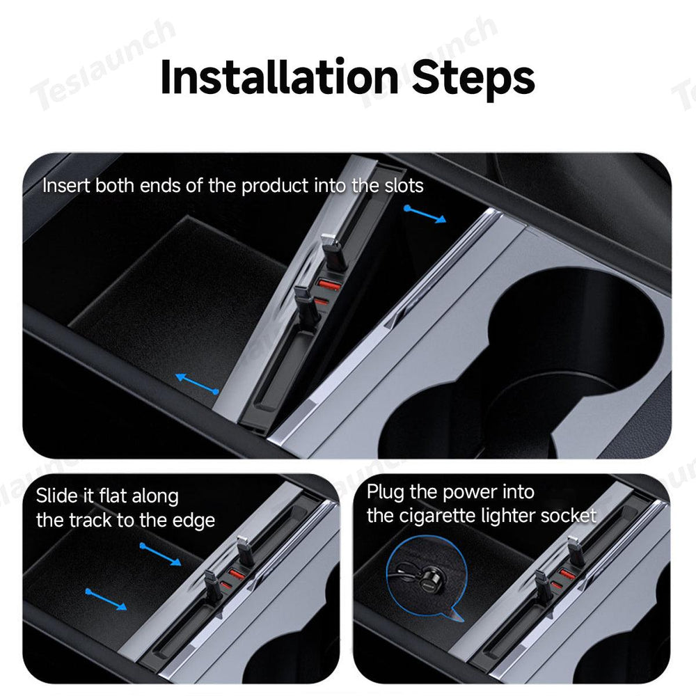Tesla Model Y & Model 3 USB Hub with Dual Ports for Enhanced Connectivity - Evooor