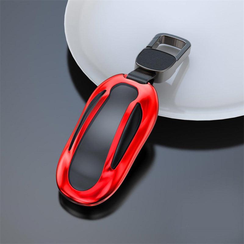 Nuova custodia per chiave remota per auto in pelle in lega di zinco Custodia protettiva per guscio Fob per accessori portachiavi interni auto Tesla Model S Nuova custodia per chiave remota per auto in pelle in lega di zinco Custodia protettiva per guscio Fob per accessori portachiavi interni auto Tesla Model S