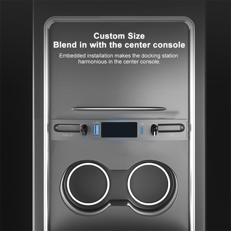 Model 3/Y Hub Docking Station-27W Quick Charger Retractable for USB LED Shunt Hub Extension Center Console Smart Sensor For Tesla (2021-2023) - Evooor