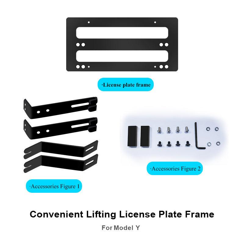 Model 3/Y No Drill Front License Plate Frame-Adjustable Movable License Plate Holder, License Plate Mount For Tesla(2017-2024) - Evooor