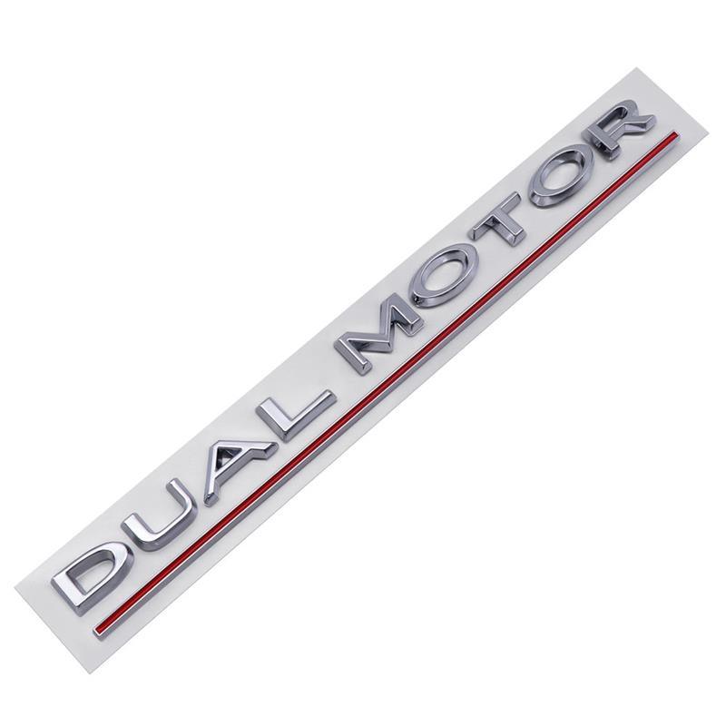 Model 3/Y/X/S Dual Motor' Decal Rear Trunk Wrap Emblem For Tesla(2012-2023) - Evooor