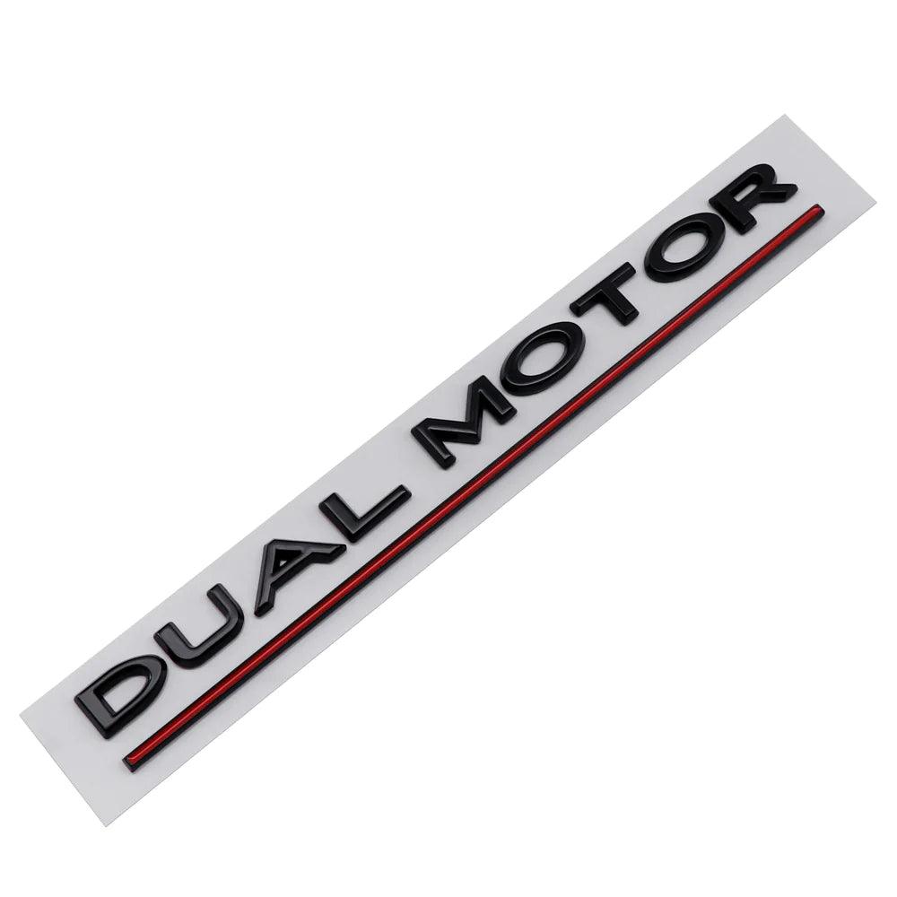 Model 3/Y/X/S Dual Motor' Decal Rear Trunk Wrap Emblem For Tesla(2012-2023) - Evooor