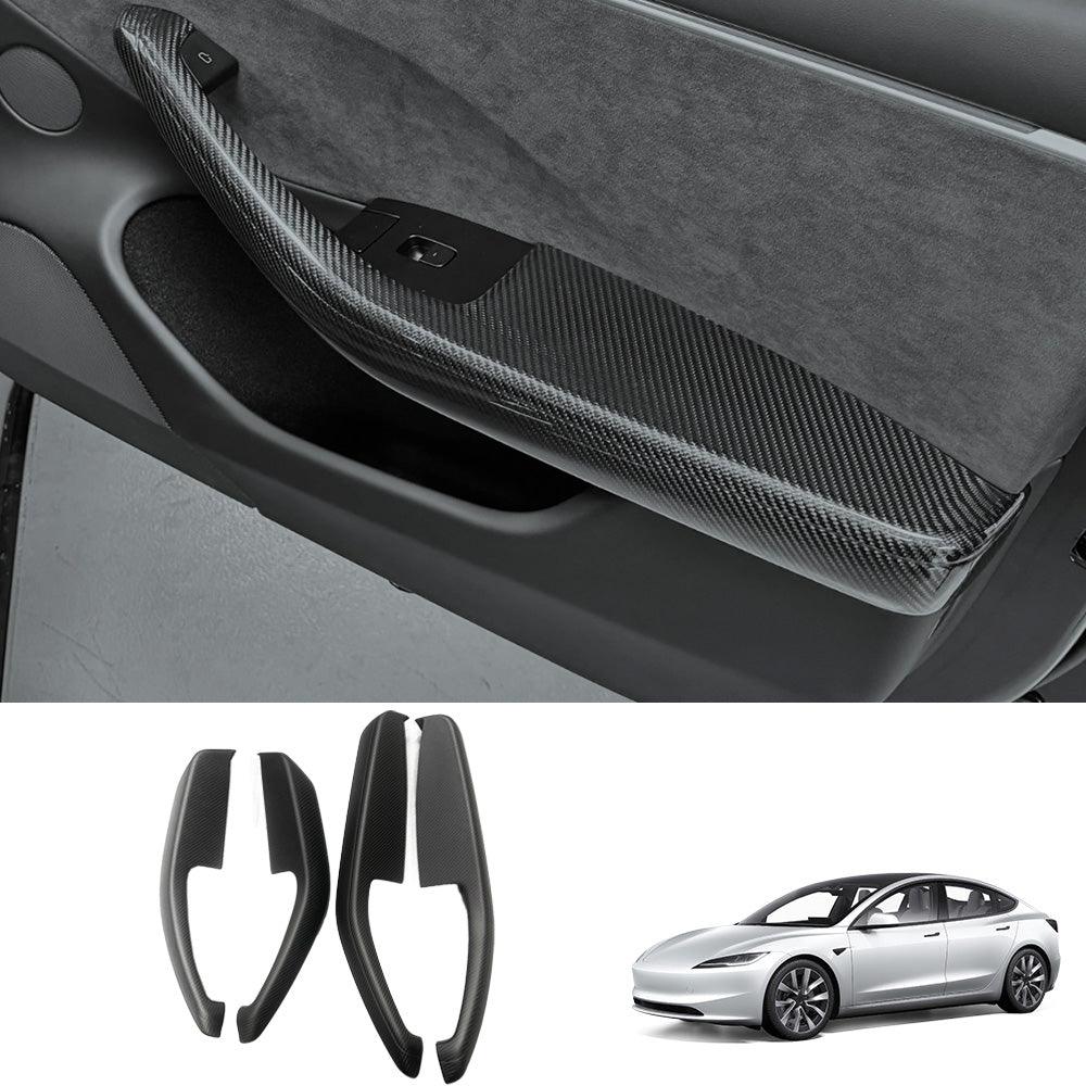 High-Quality Carbon Fiber Door Armrest Covers Set for Tesla Model 3 - Front and Rear Bundle (4 Pieces) - Evooor