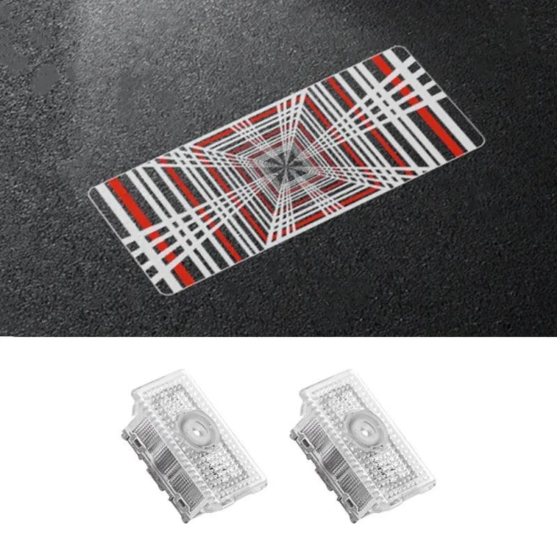 LED Plaid Projector Lights for Tesla Model 3 Y S X - Set of 2 Ultra-Bright Welcome Door Lamps - Evooor
