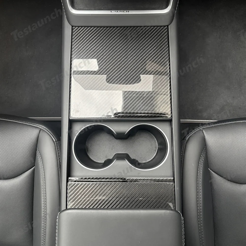 High-Quality Carbon Fiber Center Console Panel Upgrade for Tesla Model Y - Enhance Your Juniper 2025+ EV Experience - Evooor