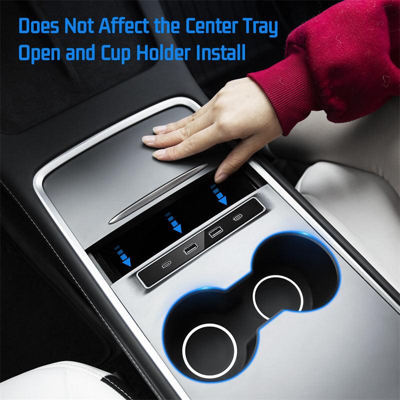 Model 3/Y USB Shunt Hub-27W Quick Charger Car Adapter Powered Splitter For Tesla(2021-2023) - Evooor