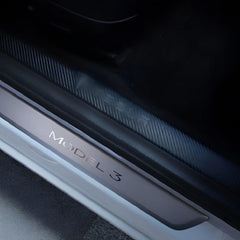 Tesla Model 3 Carbon Fiber Door Entry Guard Set - Durable Stickers for Door Sill Protection (4 Pieces) - Evooor