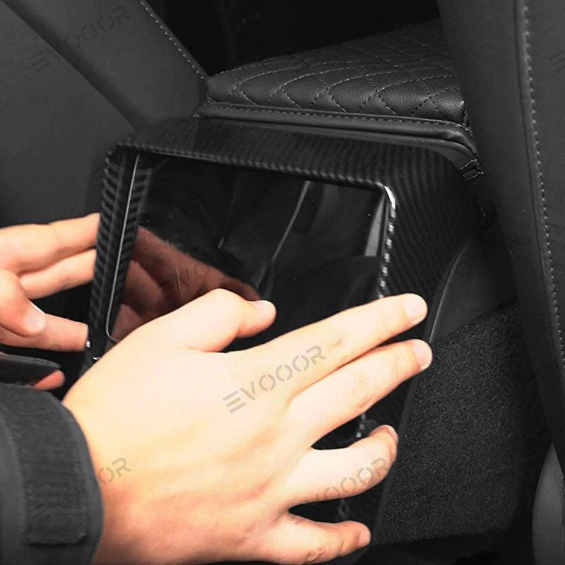 2024 Model 3 Highland Plaid Rear Air Vent Screen Protector Frame (Carbon Fiber Pattern ABS) For Tesla - Evooor