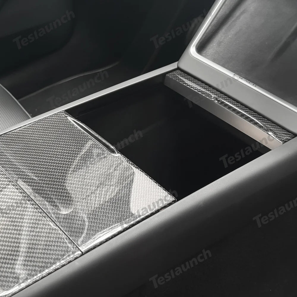 High-Quality Carbon Fiber Center Console Panel Upgrade for Tesla Model Y - Enhance Your Juniper 2025+ EV Experience - Evooor