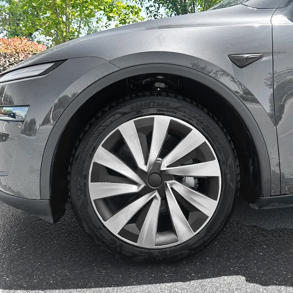 Set of 4 High-Quality 19'' Crossflow Wheel Covers Compatible with Tesla Model Y 2025+ - Sleek Helix 2.0 Design - Evooor