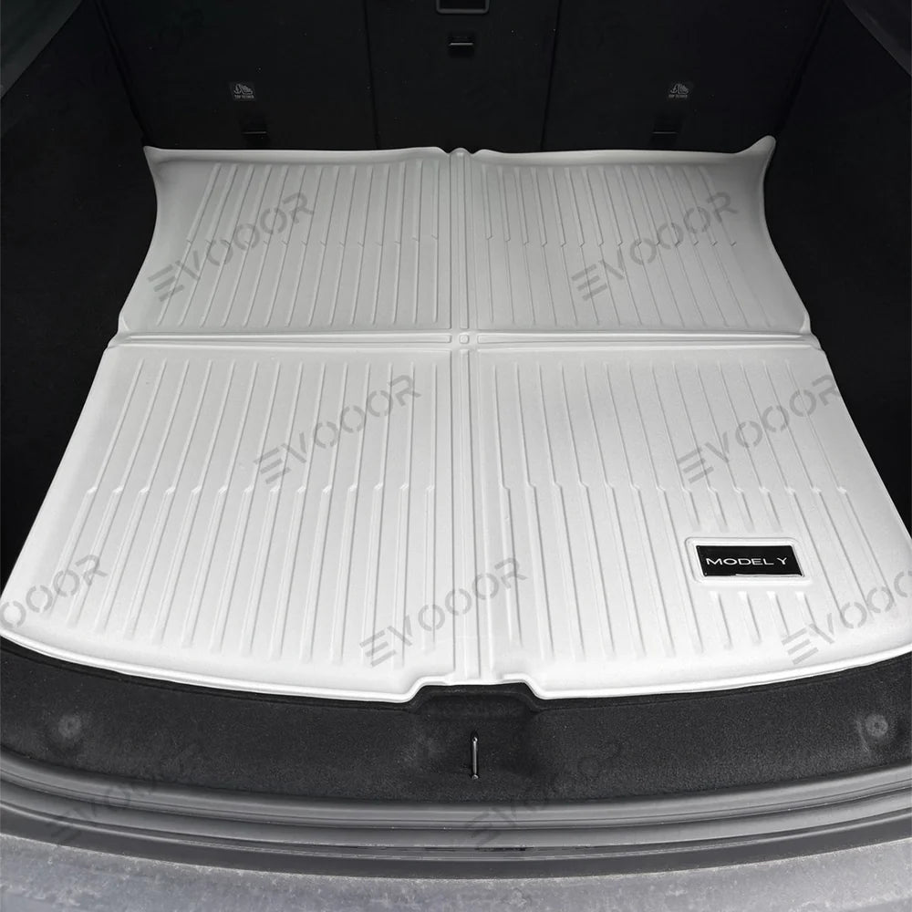 Custom Fit Juniper White TPE Interior Floor Mats & Cargo Liners Bundle for Tesla Model Y - Waterproof All-Weather Protection (2025 and Later Models)