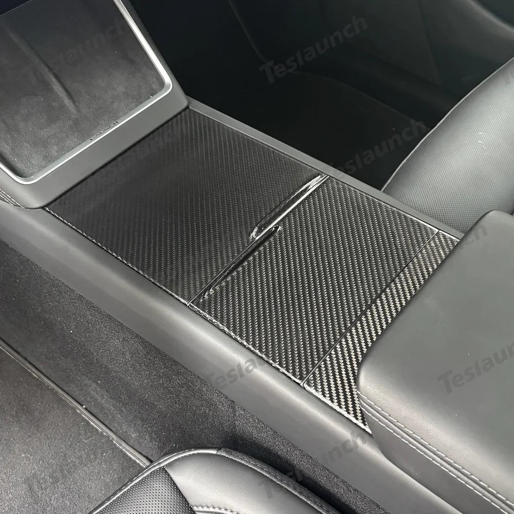 High-Quality Carbon Fiber Center Console Panel Upgrade for Tesla Model Y - Enhance Your Juniper 2025+ EV Experience - Evooor
