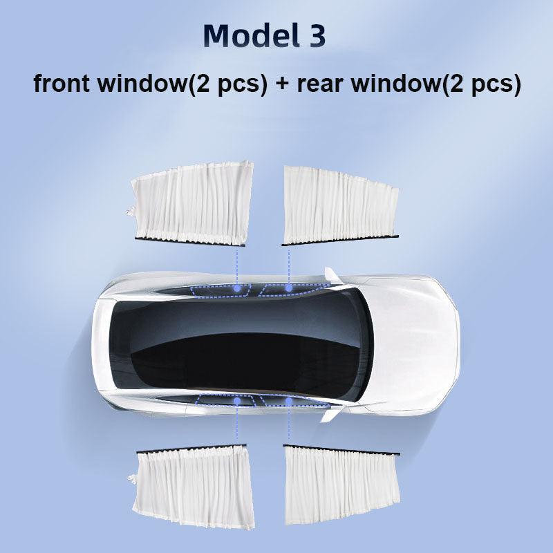 Tesla Side Window Track Slide Privacy Curtain Sunshade For Model 3/Y - Evooor