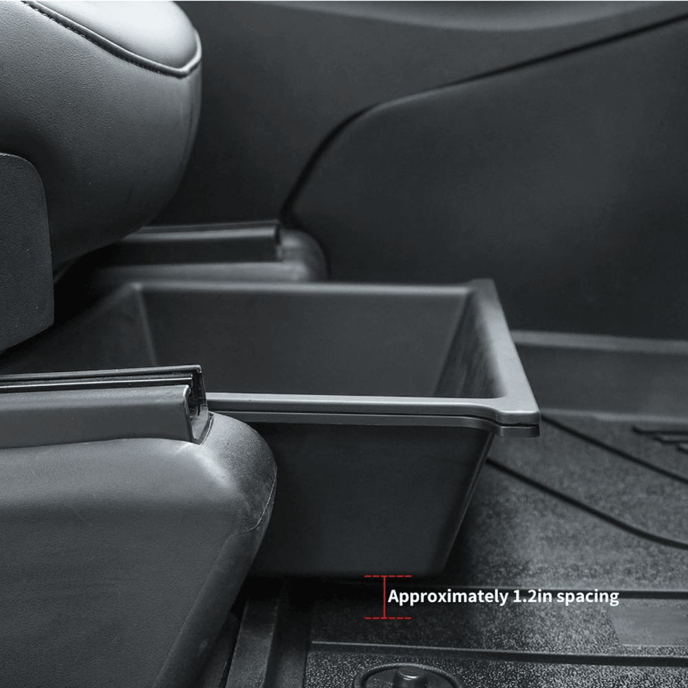 Double Layer Underseat Storage Box Organizer for Tesla Model X 2023+: Durable TPE+ABS Design - Evooor