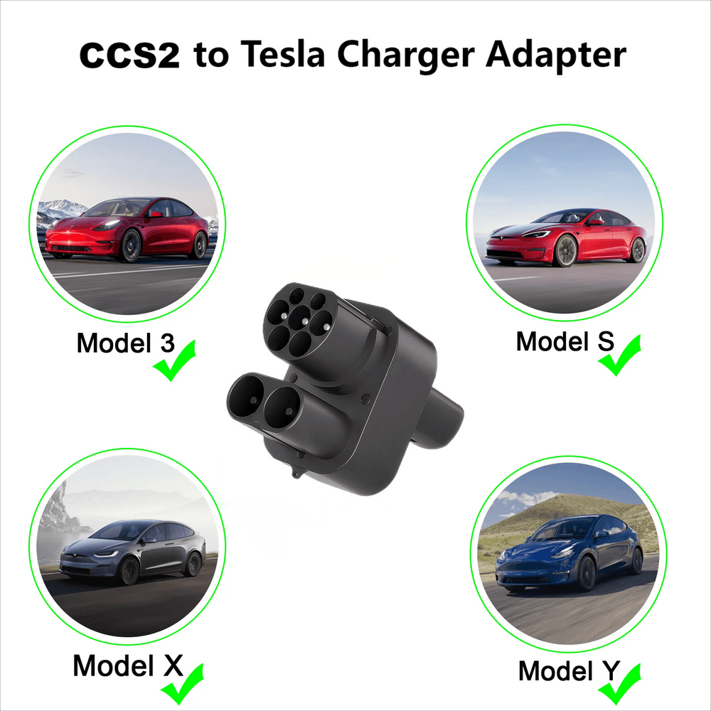 CCS2 to Tesla Charging Adapter for Model 3, Model Y, Model S, Model X - Fast and Convenient Charging Upgrade - Evooor