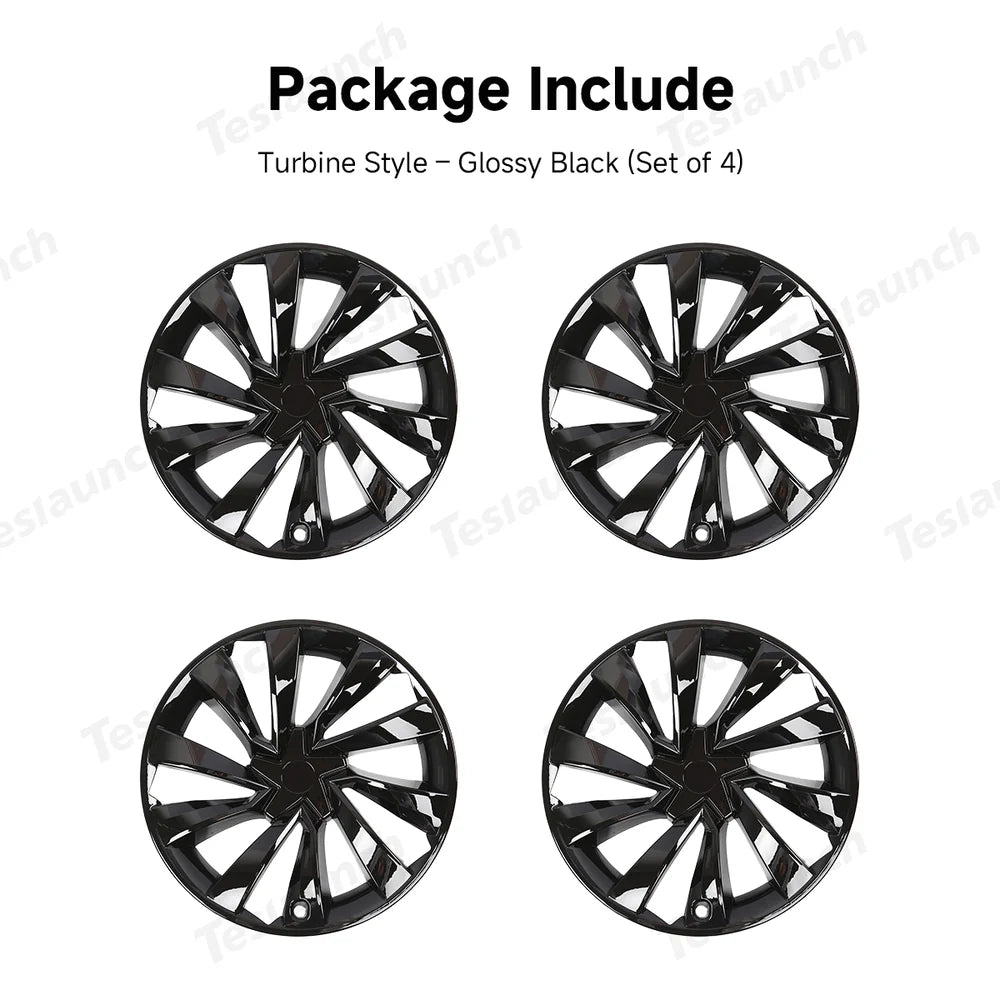 Turbine Style 19'' Crossflow Wheel Covers for Tesla Model Y 2025+ - Set of 4 Hubcaps - Evooor