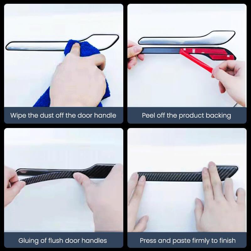 Glossy Carbon Fiber Door Handle Protection Kit for Tesla Model 3/Y (Set of 4) - Ultimate Style and Protection - Evooor