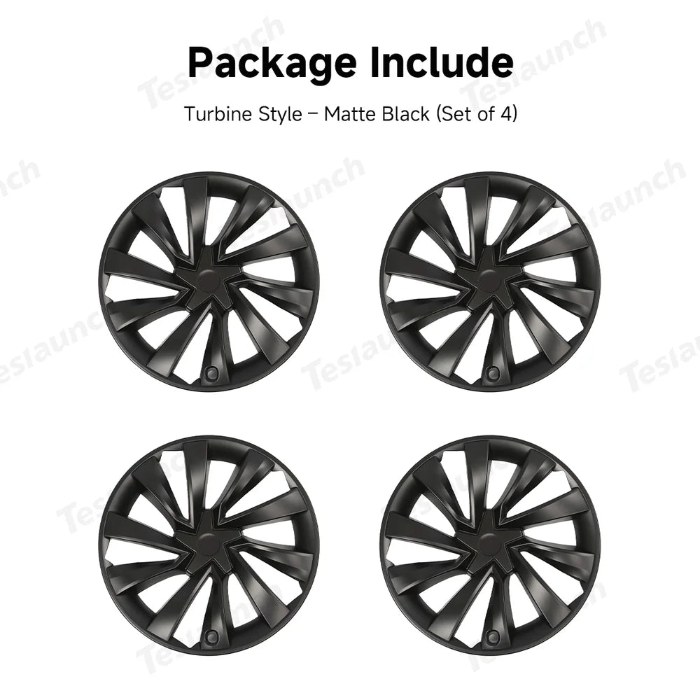 Turbine Style 19'' Crossflow Wheel Covers for Tesla Model Y 2025+ - Set of 4 Hubcaps - Evooor