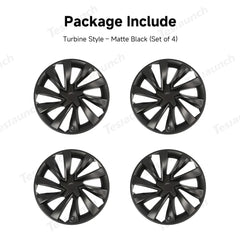 Turbine Style 19'' Crossflow Wheel Covers for Tesla Model Y 2025+ - Set of 4 Hubcaps - Evooor