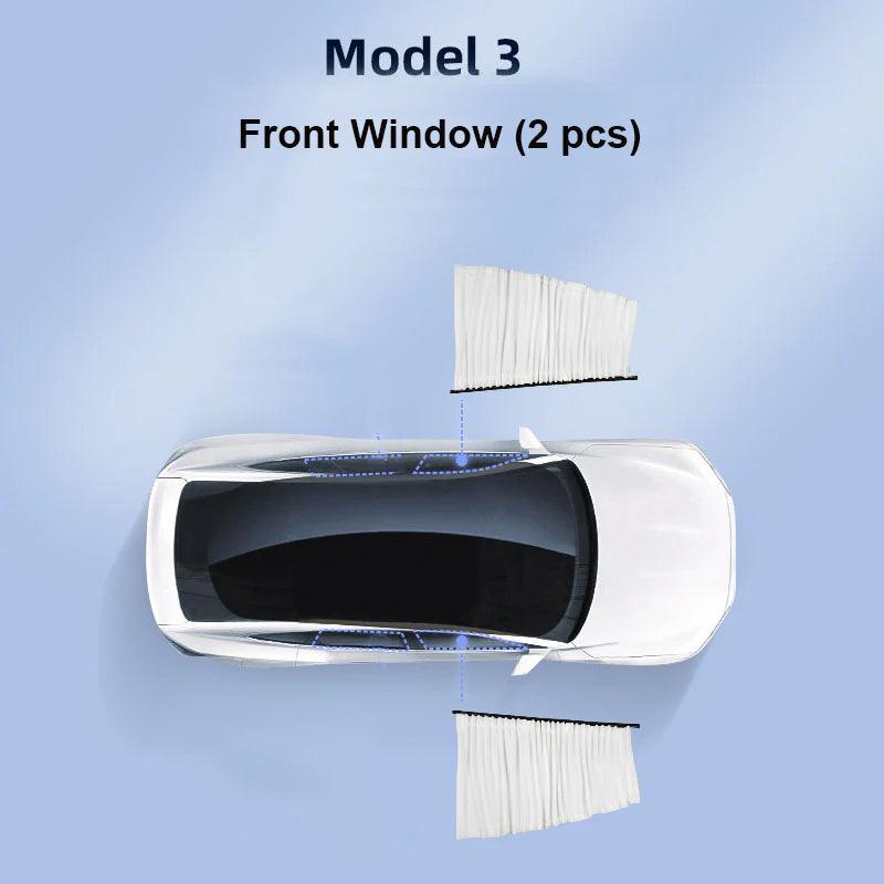 Tesla Side Window Track Slide Privacy Curtain Sunshade For Model 3/Y - Evooor