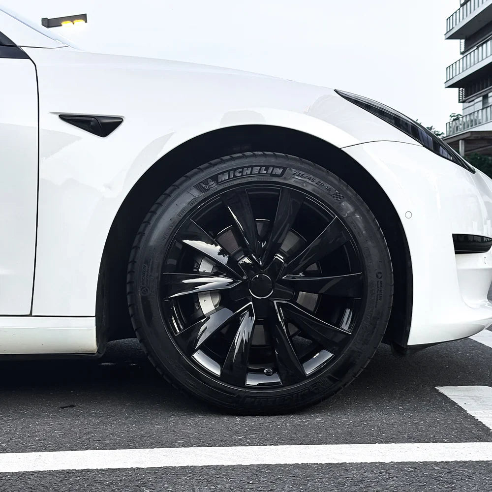 Aero Wheel Covers 18" for Tesla Model 3 (2017-2023) - Sleek Helix 2.0 Design (4-Pack) - Evooor