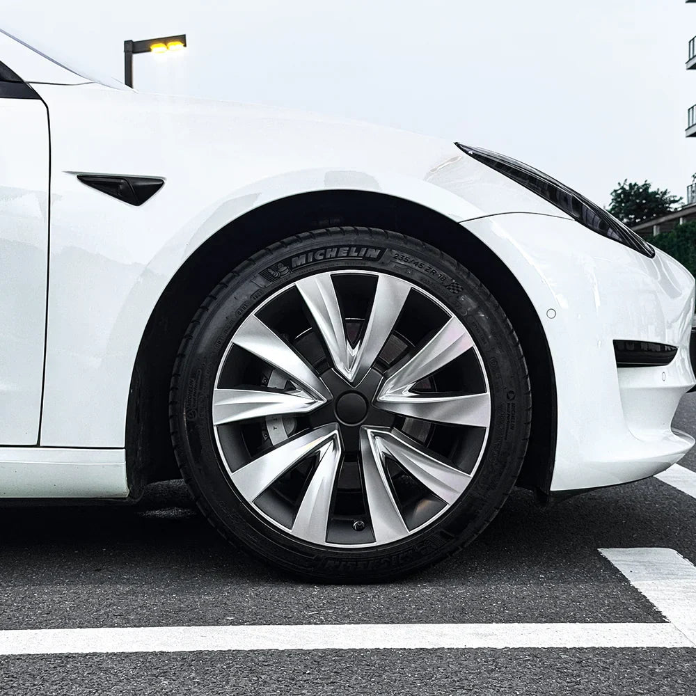 Aero Wheel Covers 18" for Tesla Model 3 (2017-2023) - Sleek Helix 2.0 Design (4-Pack) - Evooor