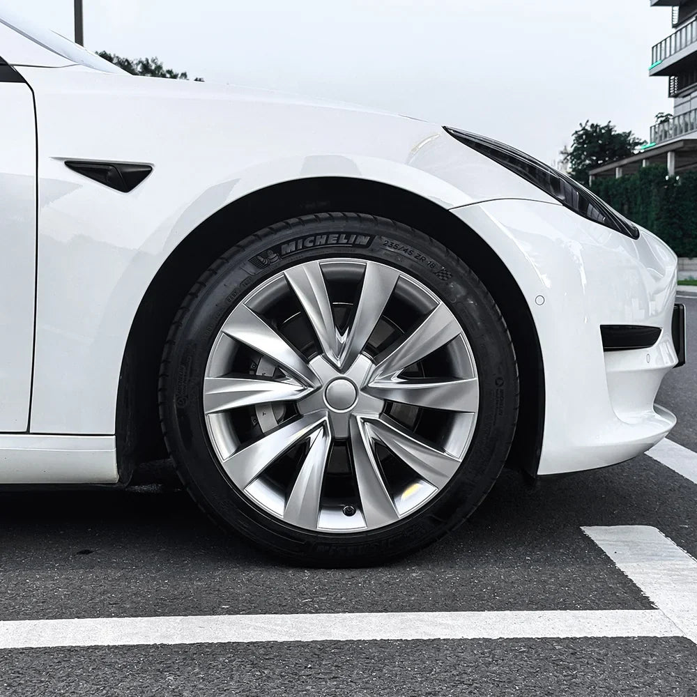 Aero Wheel Covers 18" for Tesla Model 3 (2017-2023) - Sleek Helix 2.0 Design (4-Pack) - Evooor